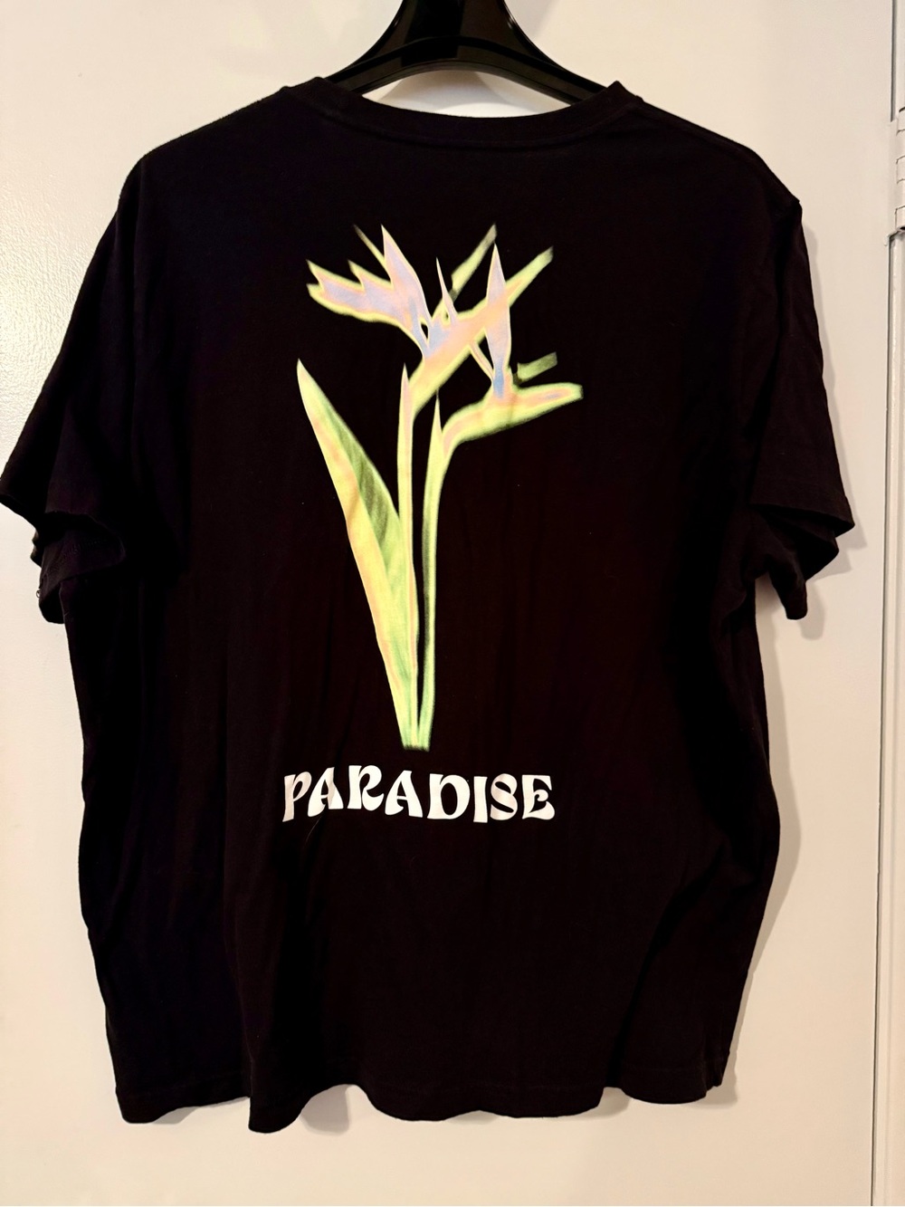 Old Navy Black Tee with Neon Green 'Paradise' Graphic